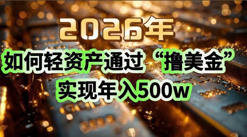 2026年如何轻资产通过“撸美金”实现年入500w-初遇资源网