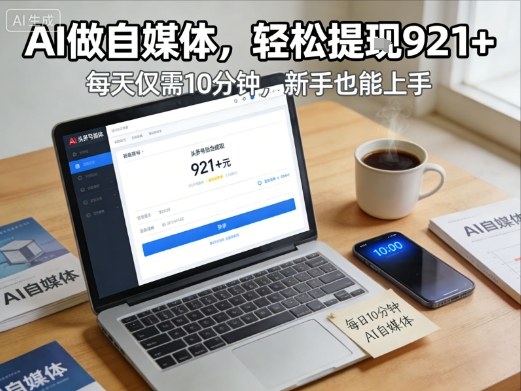 每天花费10分钟,头条号收益921+,用AI做自媒并不难【附视频教程】-初遇资源网