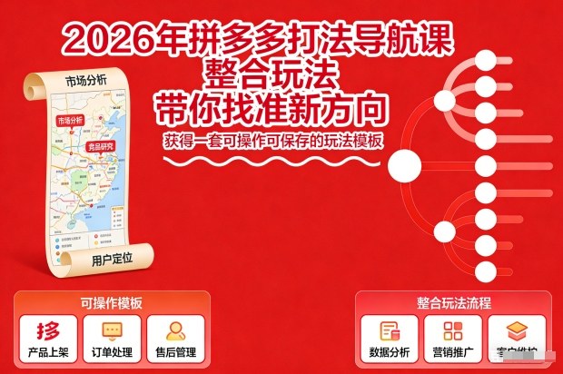 2026年拼多多打法导航课,整合玩法,带你找准新方向,获得一套可操作可保存的玩法模板-初遇资源网