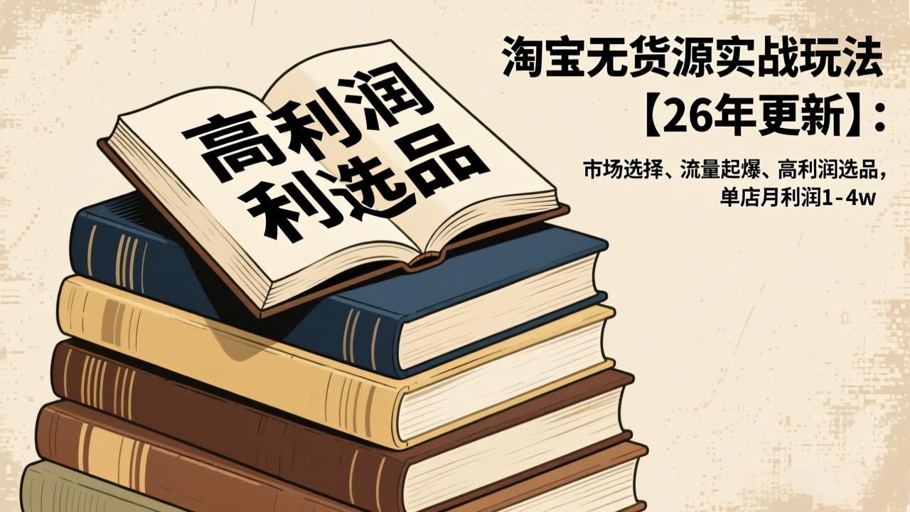 【中创网】淘宝无货源实战玩法【26年更新】：市场选择、流量起爆、高利润选品，单店月利润1-4w - 初遇资源网
