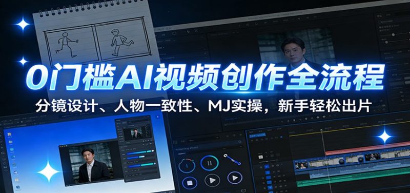 0门槛AI视频创作全流程:分镜设计、人物一致性、MJ实操,新手轻松出片-初遇资源网