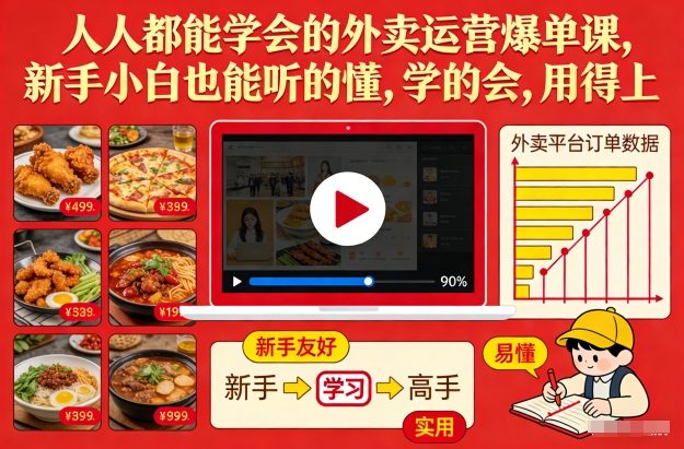 人人都能学会的外卖运营爆单课,新手小白也能听的懂,学的会,用得上-初遇资源网