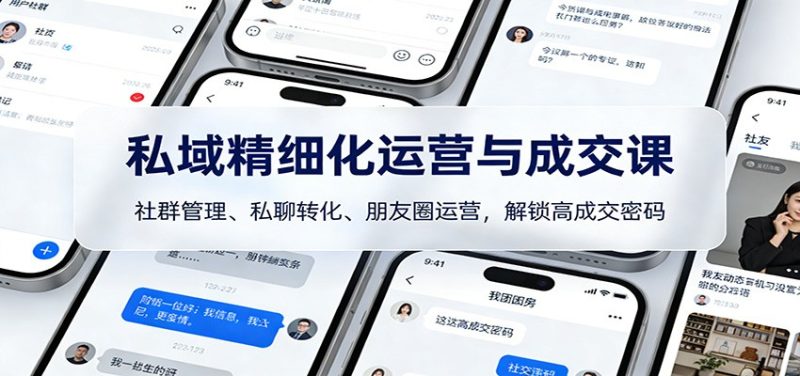 私域精细化运营与成交课：社群管理、私聊转化、朋友圈运营，解锁高成交密码-初遇资源网