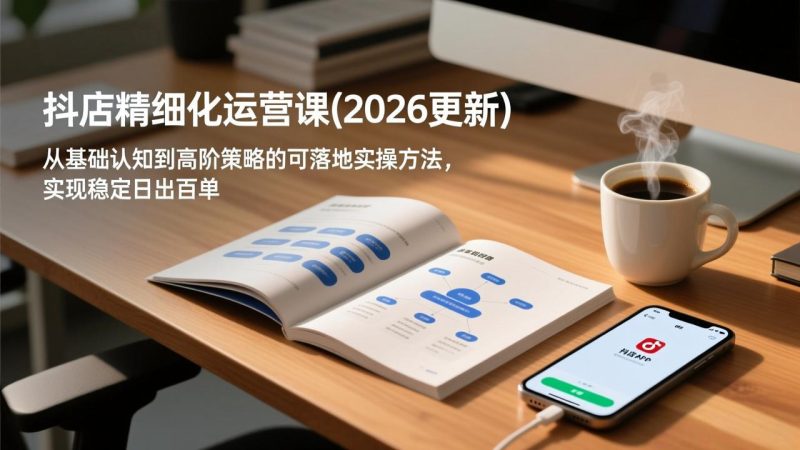 抖店精细化运营课(2026更新),从基础认知到高阶策略的可落地实操方法,实现稳定日出百单-初遇资源网