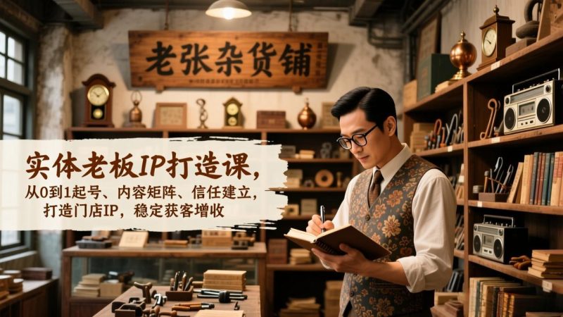 实体老板IP打造课,从0到1起号、内容矩阵、信任建立,打造门店IP,稳定获客增收-初遇资源网