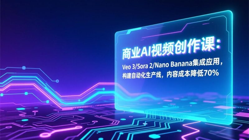 商业AI视频创作课:Veo 3/Sora 2/Nano Banana集成应用,构建自动化生产线,内容成本降低70%-初遇资源网