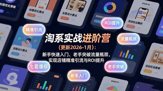 淘系实战进阶营(更新2026-1月):新手快速入门、老手突破流量瓶颈,实现店铺精准引流与ROI提升-初遇资源网