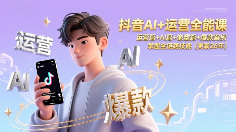抖音AI+运营全能课,运营篇+AI篇+像塑篇+爆款案例,掌握全链路技能(更新26年)-初遇资源网
