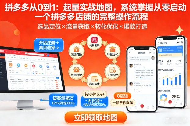 拼多多从0到1：起量实战地图，系统掌握从零启动一个拼多多店铺的完整操作流程-初遇资源网