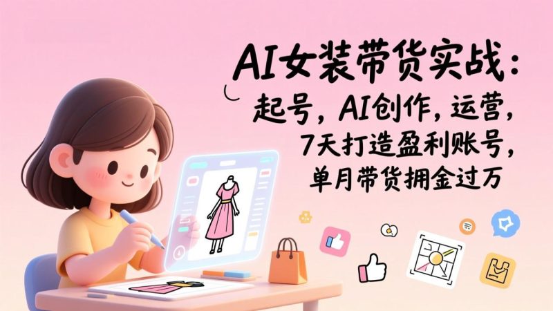 AI女装带货实战:起号,AI创作,运营,7天打造盈利账号,单月带货佣金过万-初遇资源网