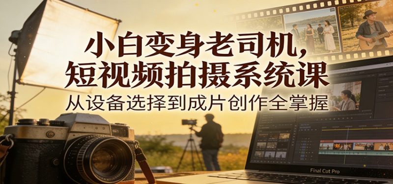 小白变身老司机,短视频拍摄系统课,从设备选择到成片创作全掌握-初遇资源网