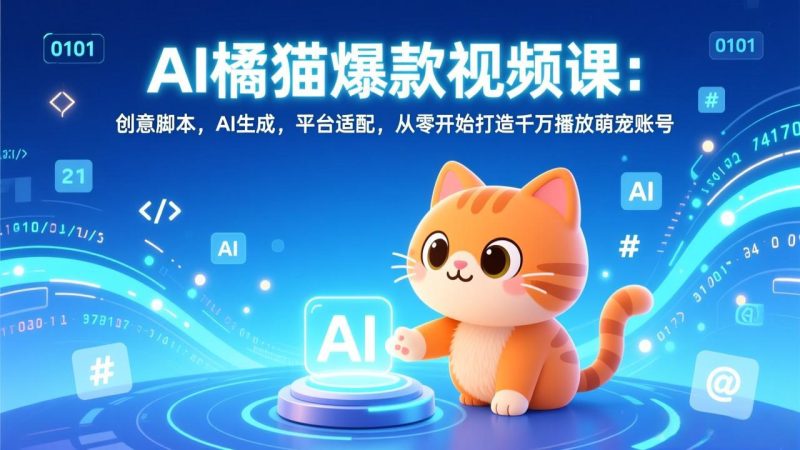 AI橘猫爆款视频课：创意脚本，AI生成，平台适配，从零开始打造千万播放萌宠账号-初遇资源网