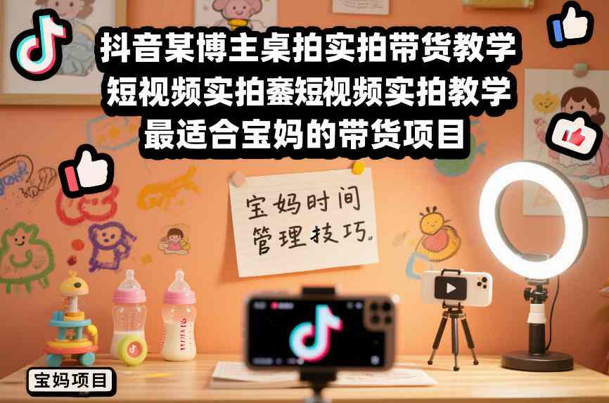 【冒泡网】抖音某博主桌拍实拍带货教学，短视频实拍教学，最适合宝妈的带货项目 - 初遇资源网