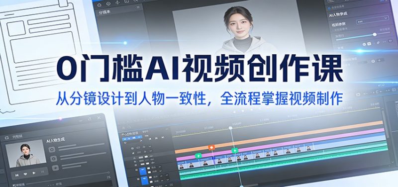 0门槛AI视频创作课:从分镜设计到人物一致性,全流程掌握视频制作-初遇资源网
