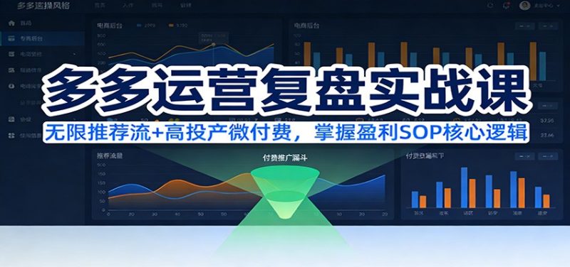 多多运营复盘实战课:无限推荐流+高投产微付费,掌握盈利SOP核心逻辑(更新)-初遇资源网