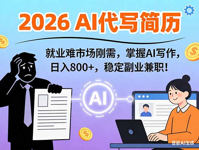 AI代写简历,超暴利,用万能模板月入1-3万实战教程,2026年市场刚需!-初遇资源网