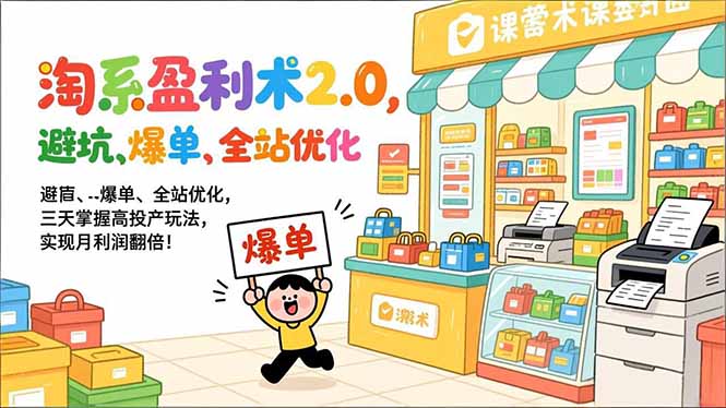 淘系盈利术2.0，避坑、爆单、全站优化，三天掌握高投产玩法，实现月利润翻倍！-初遇资源网