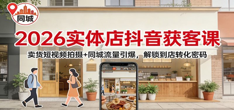 2026实体店抖音获客课：卖货短视频拍摄+同城流量引爆，解锁到店转化密码-初遇资源网