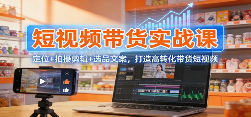 短视频带货实战课：定位+拍摄剪辑+选品文案，打造高转化带货短视频-初遇资源网