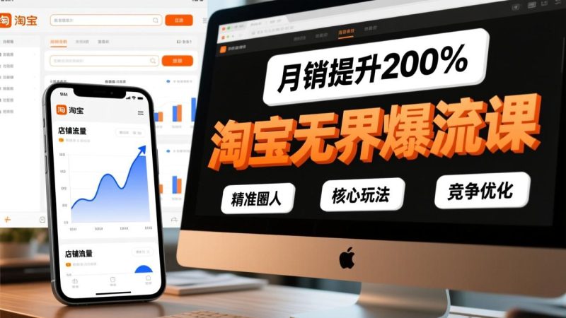 淘宝无界爆流课,精准圈人、核心玩法、竞争优化,快速引爆店铺流量,月销提升200%-初遇资源网