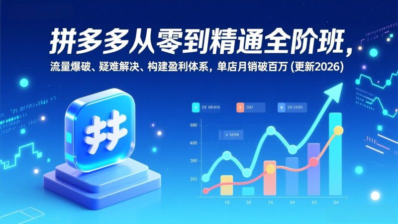 拼多多从零到精通全阶班,流量爆破、疑难解决,构建盈利体系,单店月销破百万(更新2026)-初遇资源网