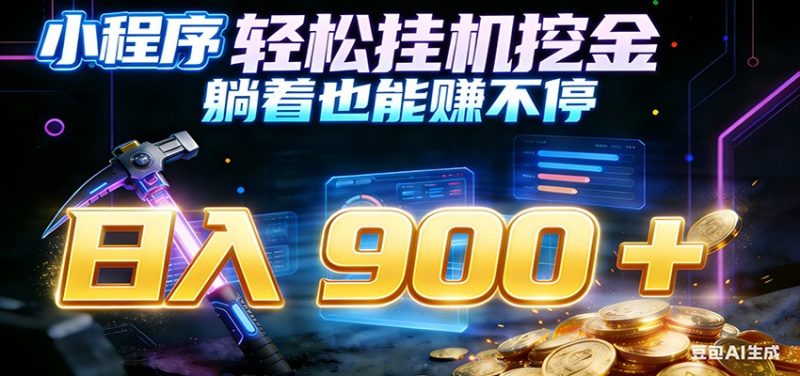 小程序挂机挖金，自动赚金币换现金，多号并行日入900+，轻松搞副业-初遇资源网