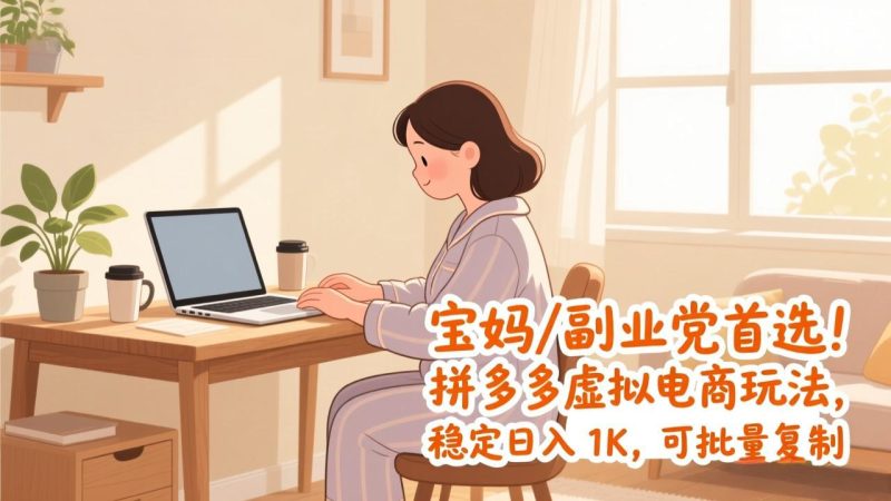 宝妈 / 副业党首选!拼多多虚拟电商玩法,稳定日入 1K,可批量复制-初遇资源网