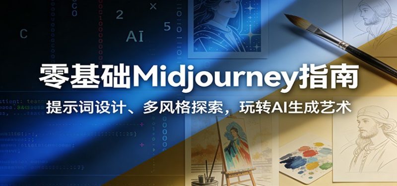 零基础Midjourney指南:提示词设计、多风格探索,玩转AI生成艺术-初遇资源网