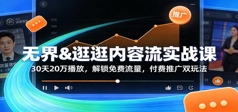 无界&逛逛内容流实战课:30天20万播放,解锁免费流量,付费推广双玩法-初遇资源网