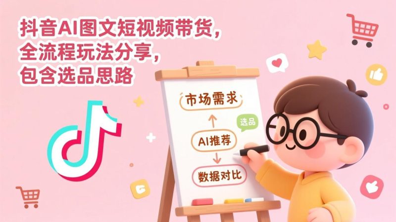 抖音AI图文短视频带货，全流程玩法分享，包含选品思路-初遇资源网