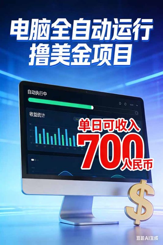 2026年电脑全自动赚美金项目，单电脑日收益700+-初遇资源网