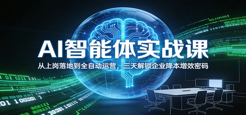 AI智能体实战课:从上岗落地到全自动运营,三天解锁企业降本增效密码-初遇资源网