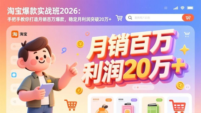 淘宝爆款实战班2026:手把手教你打造月销百万爆款,稳定月利润突破20万+-初遇资源网