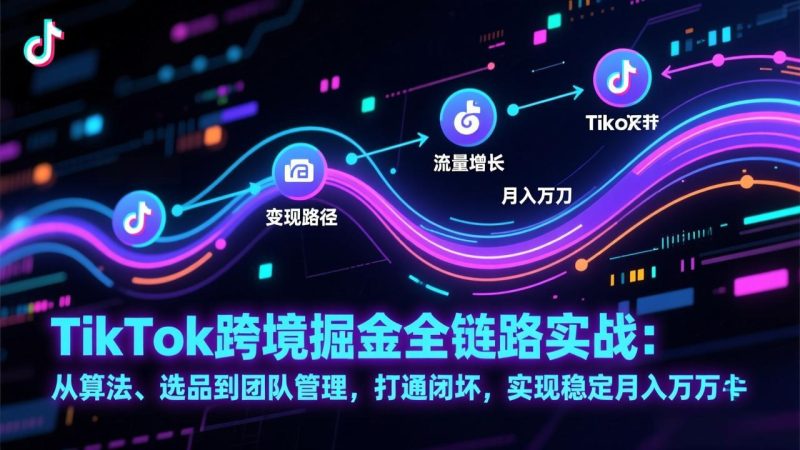 TikTok跨境掘金全链路实战:从算法、选品到团队管理,打通闭环,实现稳定月入万刀-初遇资源网