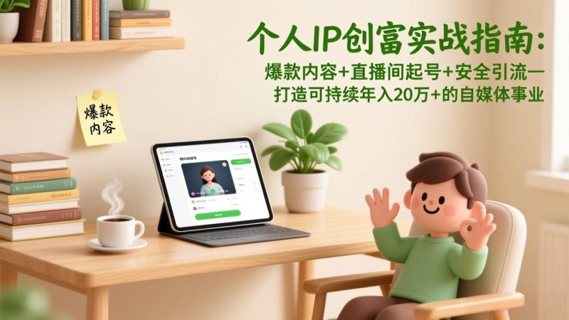 个人IP创富实战指南:爆款内容+直播间起号+安全引流,打造可持续年入20万+的自媒体事业-初遇资源网