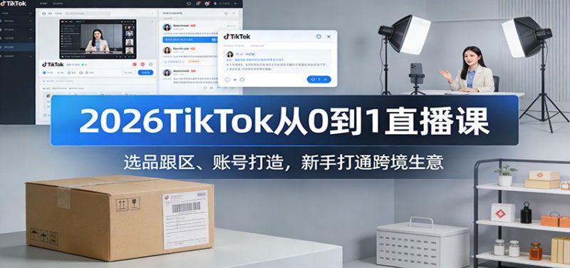 2026TikTok从0到1直播课:选品跟区、账号打造,新手打通跨境生意-初遇资源网
