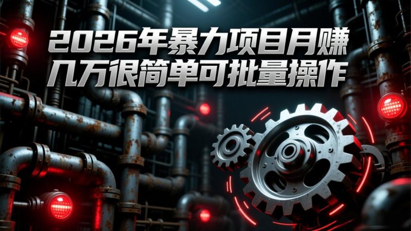2026年暴力项目月赚几万很简单可批量操作,成本低,利润大-初遇资源网