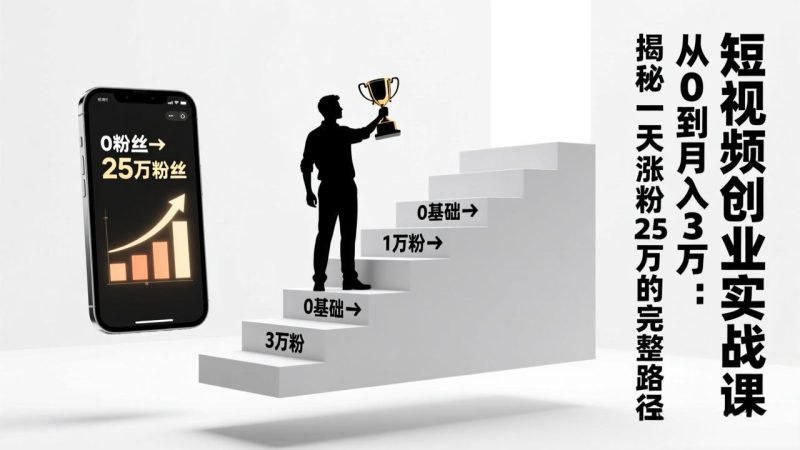 短视频创业实战课:从0到月入3万:揭秘一天涨粉25万的完整路径-初遇资源网
