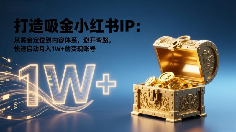 打造吸金小红书IP:从黄金定位到内容体系,避开弯路,快速启动月入1W+的变现账号-初遇资源网