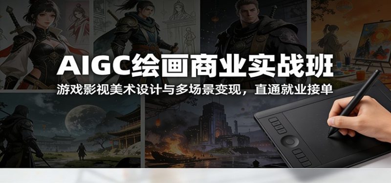 AIGC绘画商业实战班:游戏影视美术设计与多场景变现,直通就业接单-初遇资源网