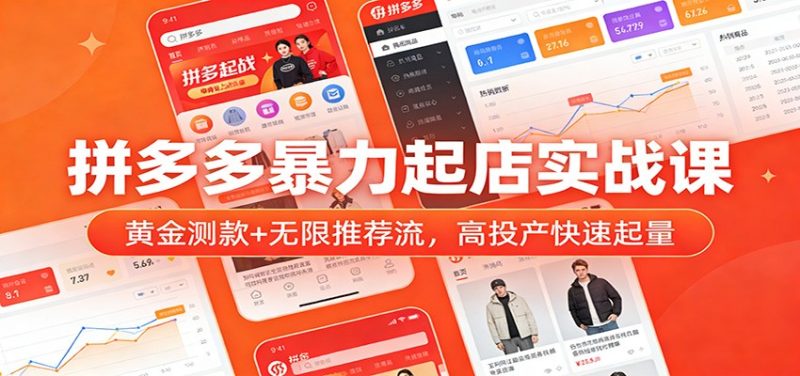 拼多多暴力起店实战课:黄金测款+无限推荐流,高投产快速起量-初遇资源网