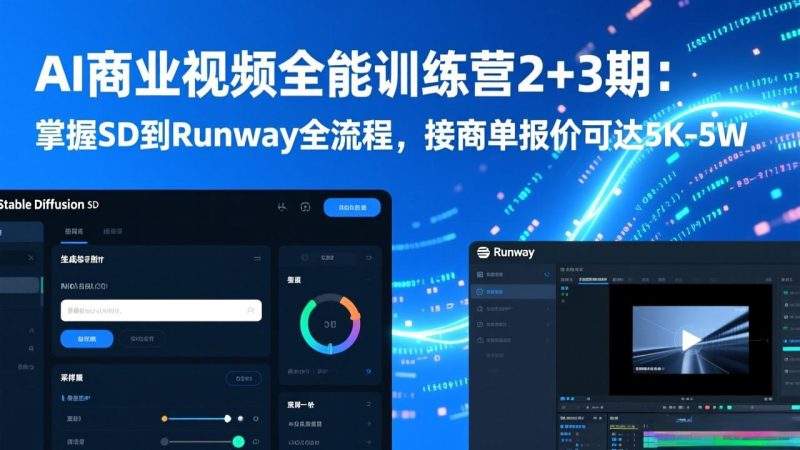 AI商业视频全能训练营2+3期:掌握SD到Runway全流程,接商单报价可达5K-5W-初遇资源网