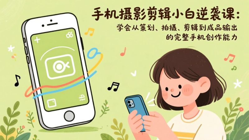 手机摄影剪辑小白逆袭课:学会从策划、拍摄、剪辑到成品输出的完整手机创作能力-初遇资源网