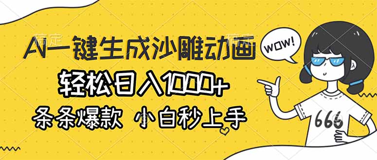 AI一键生成沙雕动画,轻松日入1000+,条条爆款,小白秒上手-初遇资源网