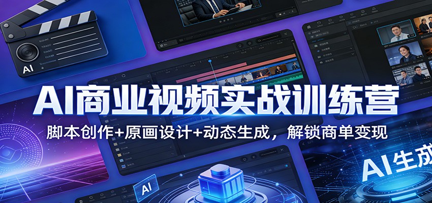 【福缘网创】AI商业视频实战训练营：脚本创作+原画设计+动态生成，解锁商单变现 - 初遇资源网