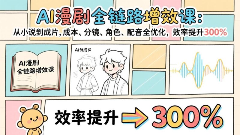 AI漫剧全链路增效课:从小说到成片,成本、分镜、角色、配音全优化,效率提升300%-初遇资源网