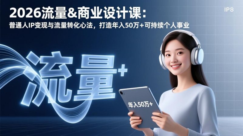 2026流量&商业设计课:普通人IP变现与流量转化心法,打造年入50万+可持续个人事业-初遇资源网