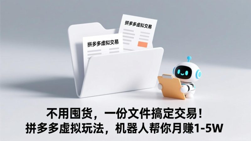 不用囤货，一份文件搞定交易！拼多多虚拟玩法，机器人帮你月赚 1-5W-初遇资源网