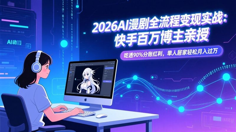 2026AI漫剧全流程变现实战:快手百万博主亲授,吃透90%分账红利,单人居家轻松月入过万-初遇资源网