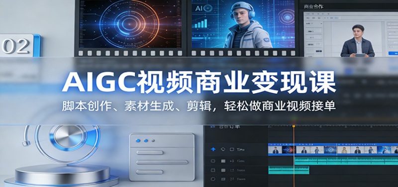 AIGC视频商业变现课:脚本创作、素材生成、剪辑,轻松做商业视频接单-初遇资源网